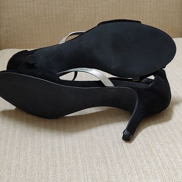 Lascana Black and Silver Strappy Heel Sandals Special Occasion Shoes - Picture 7 of 9